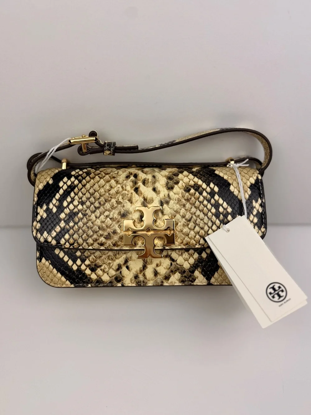$598 Tory Burch Eleanor Exotic E/W Small Convertible Shoulder Bag